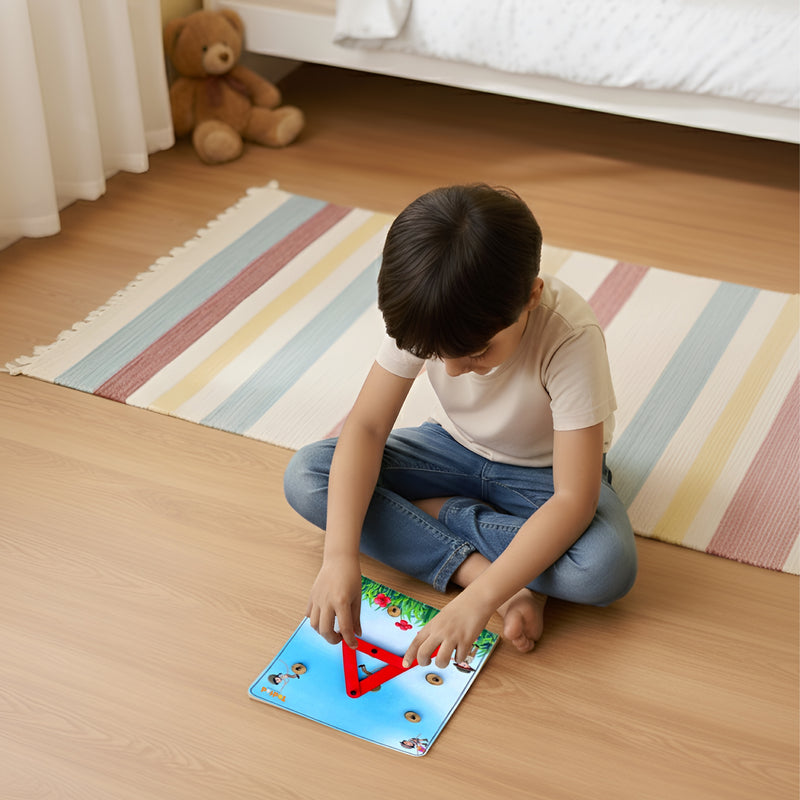 TodFod Alphanumeric Wooden Puzzle | 28 Pcs Letters, Numbers & Shapes Board | Montessori Learning Toy for Toddlers Ages 2-5 | Safe & Non-Toxic Wood