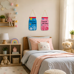 TodFod Quote Jar Wall Hanging Decor Set | Follow Your Dreams & Enjoy The Little Things MDF Wood Plaque