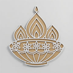 Todfod Wooden Diya Rangoli for Floor Decoration Reusable MDF Rangoli for Diwali Home Entrance Pooja Festival Decor 12 Inch