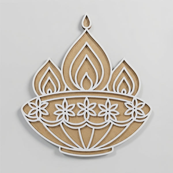 Todfod Wooden Diya Rangoli for Floor Decoration Reusable MDF Rangoli for Diwali Home Entrance Pooja Festival Decor 12 Inch