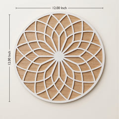 Todfod Wooden Lotus Mandala Rangoli for Floor Decoration Reusable MDF Rangoli for Diwali Home Entrance Pooja Festival Decor 12 Inch