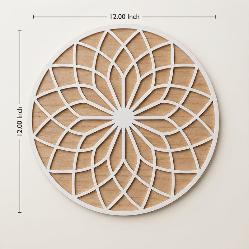 Todfod Wooden Lotus Mandala Rangoli for Floor Decoration Reusable MDF Rangoli for Diwali Home Entrance Pooja Festival Decor 12 Inch