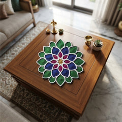 Todfod Wooden Lotus Flower Rangoli for Floor Decoration Reusable MDF Rangoli for Diwali Home Entrance Pooja Festival Decor 12 Inch