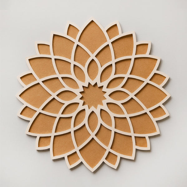 Todfod Wooden Lotus Mandala Rangoli for Floor Decoration Reusable MDF Rangoli for Diwali Home Entrance Pooja Festival Decor 12 Inch
