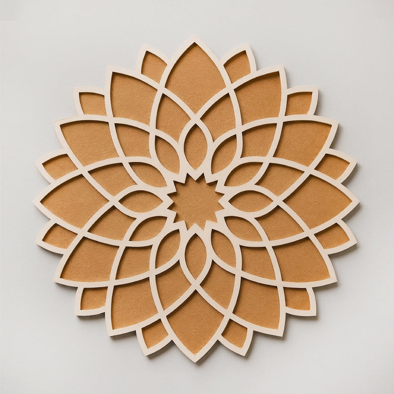 Todfod Wooden Lotus Mandala Rangoli for Floor Decoration Reusable MDF Rangoli for Diwali Home Entrance Pooja Festival Decor 12 Inch