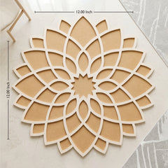 Todfod Wooden Lotus Mandala Rangoli for Floor Decoration Reusable MDF Rangoli for Diwali Home Entrance Pooja Festival Decor 12 Inch