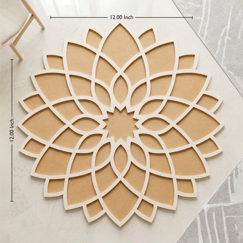 Todfod Wooden Lotus Mandala Rangoli for Floor Decoration Reusable MDF Rangoli for Diwali Home Entrance Pooja Festival Decor 12 Inch
