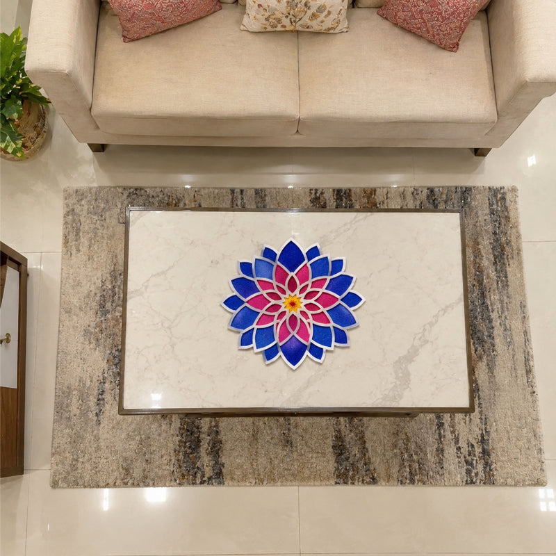 Todfod Wooden Lotus Mandala Rangoli for Floor Decoration Reusable MDF Rangoli for Diwali Home Entrance Pooja Festival Decor 12 Inch