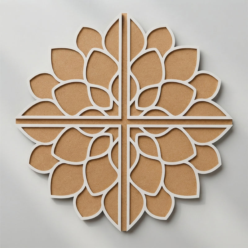 Todfod Wooden Lotus Rangoli for Floor Decoration Reusable MDF Rangoli for Diwali Home Entrance Pooja Festival Decor 12 Inch