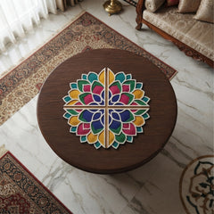 Todfod Wooden Lotus Rangoli for Floor Decoration Reusable MDF Rangoli for Diwali Home Entrance Pooja Festival Decor 12 Inch
