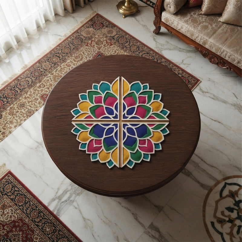 Todfod Wooden Lotus Rangoli for Floor Decoration Reusable MDF Rangoli for Diwali Home Entrance Pooja Festival Decor 12 Inch