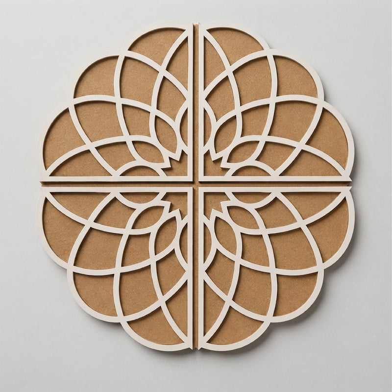 TodFod Wooden Diya Floral Mandala Rangoli (Design 2), 12 Inch – Reusable MDF Floor Decoration for Diwali, Pooja & Home Entrance Decor