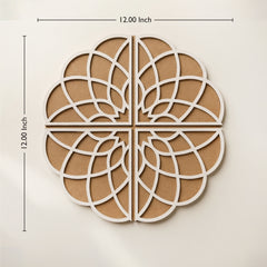 TodFod Wooden Diya Floral Mandala Rangoli (Design 2), 12 Inch – Reusable MDF Floor Decoration for Diwali, Pooja & Home Entrance Decor
