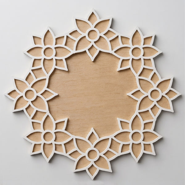 Todfod Wooden Floral Ring Rangoli for Floor Decoration Reusable MDF Rangoli for Diwali Pooja Home Entrance Festival Decor 12 Inch