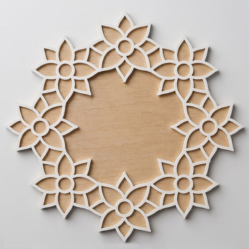 Todfod Wooden Floral Ring Rangoli for Floor Decoration Reusable MDF Rangoli for Diwali Pooja Home Entrance Festival Decor 12 Inch