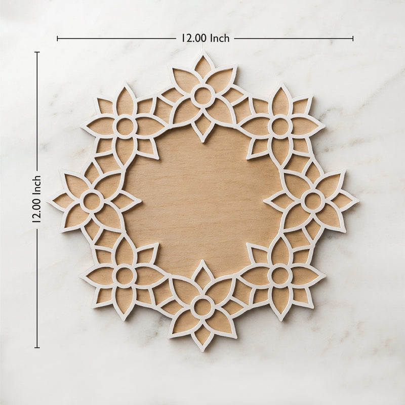 Todfod Wooden Floral Ring Rangoli for Floor Decoration Reusable MDF Rangoli for Diwali Pooja Home Entrance Festival Decor 12 Inch