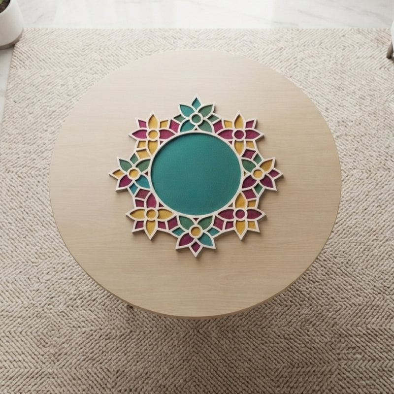 Todfod Wooden Floral Ring Rangoli for Floor Decoration Reusable MDF Rangoli for Diwali Pooja Home Entrance Festival Decor 12 Inch