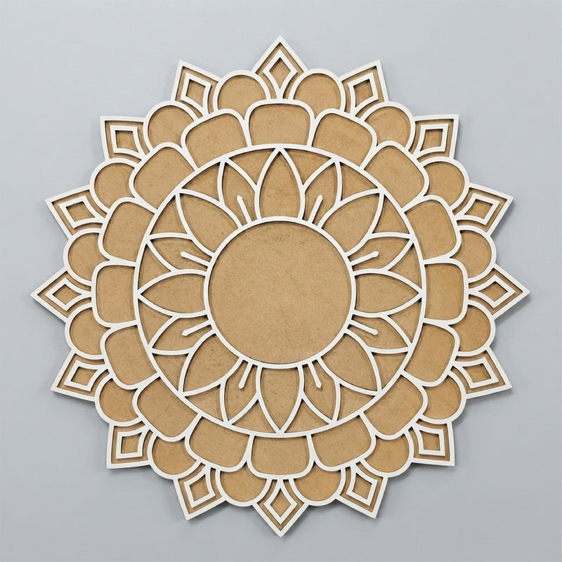 Todfod Wooden Mandala Rangoli for Floor Decoration Reusable MDF Rangoli for Diwali Home Entrance Pooja Festival Decor 12 Inch