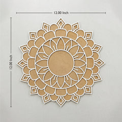 Todfod Wooden Mandala Rangoli for Floor Decoration Reusable MDF Rangoli for Diwali Home Entrance Pooja Festival Decor 12 Inch