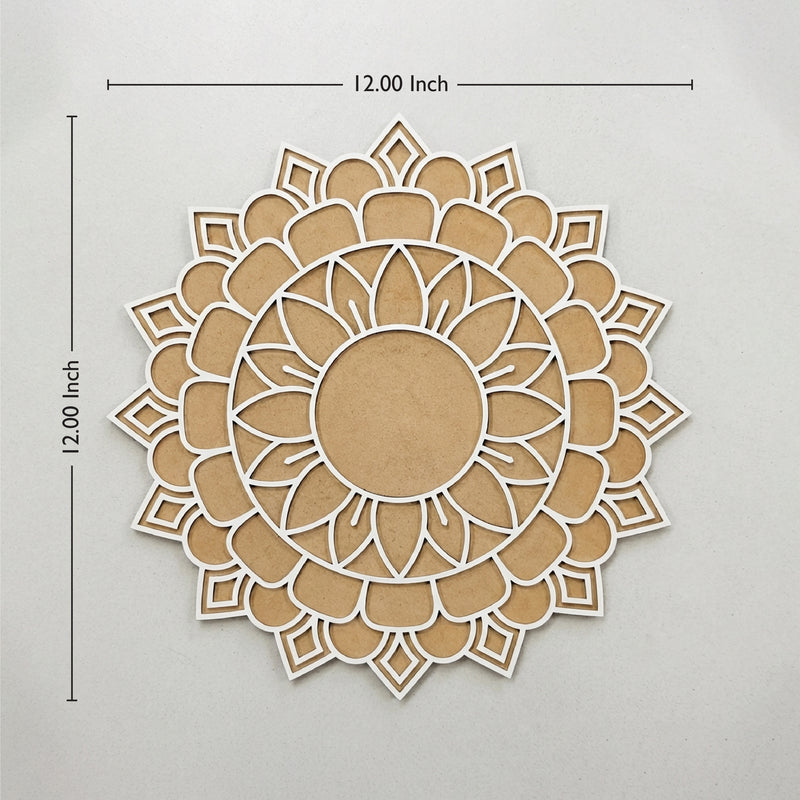 Todfod Wooden Mandala Rangoli for Floor Decoration Reusable MDF Rangoli for Diwali Home Entrance Pooja Festival Decor 12 Inch