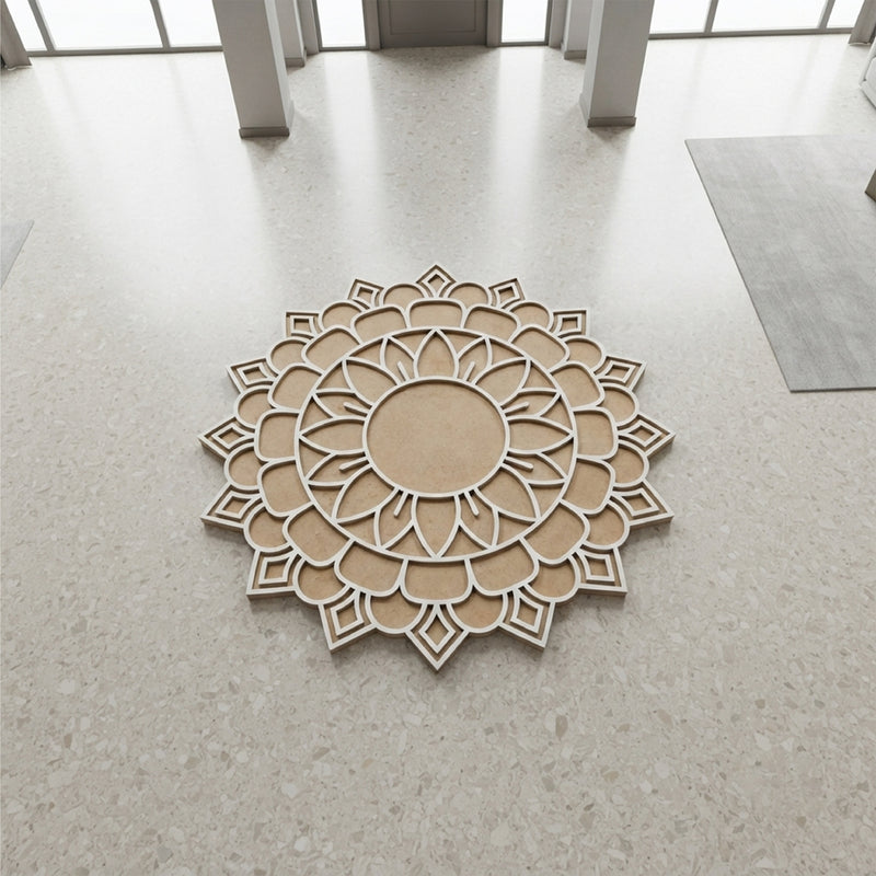 Todfod Wooden Mandala Rangoli for Floor Decoration Reusable MDF Rangoli for Diwali Home Entrance Pooja Festival Decor 12 Inch