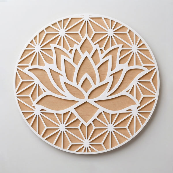 Todfod Wooden Lotus Rangoli for Floor Decoration Reusable MDF Rangoli for Diwali Pooja Home Entrance Festival Decor 12 Inch