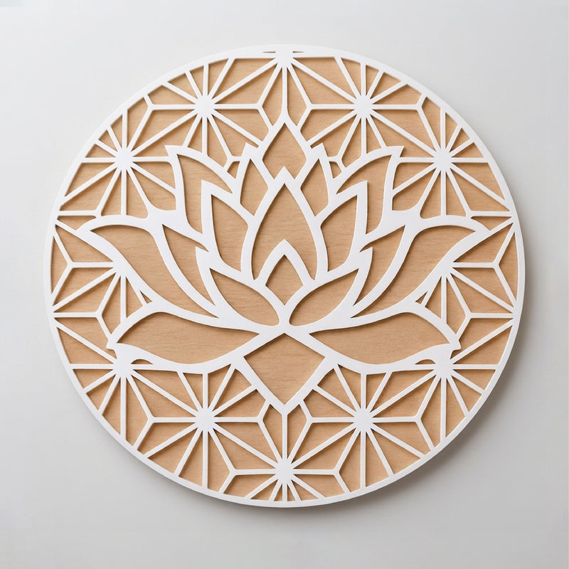 TodFod Wooden Diya Lotus Rangoli, 12 Inch – Reusable MDF Floor Decoration for Diwali, Pooja & Home Entrance Decor