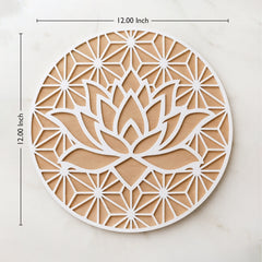 TodFod Wooden Diya Lotus Rangoli, 12 Inch – Reusable MDF Floor Decoration for Diwali, Pooja & Home Entrance Decor