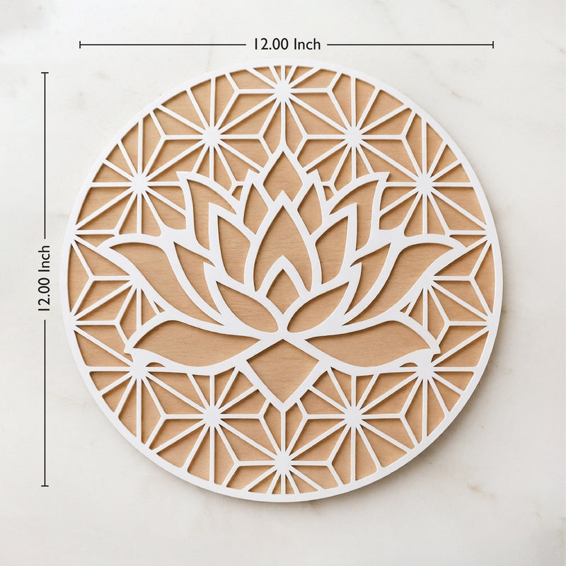 TodFod Wooden Diya Lotus Rangoli, 12 Inch – Reusable MDF Floor Decoration for Diwali, Pooja & Home Entrance Decor