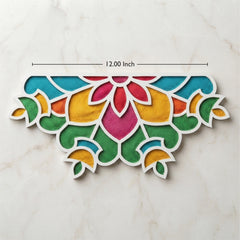 Todfod Wooden Floral Rangoli for Floor Decoration Reusable MDF Rangoli for Diwali Pooja Home Entrance Festival Decor 12 Inch