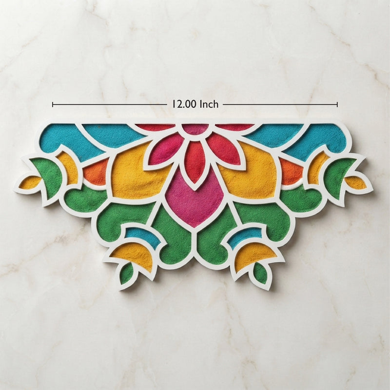 Todfod Wooden Floral Rangoli for Floor Decoration Reusable MDF Rangoli for Diwali Pooja Home Entrance Festival Decor 12 Inch