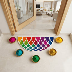 TodFod Wooden Half Diya Circle Rangoli, 12 Inch – Reusable MDF Floor Decoration for Diwali, Pooja & Home Entrance Decor