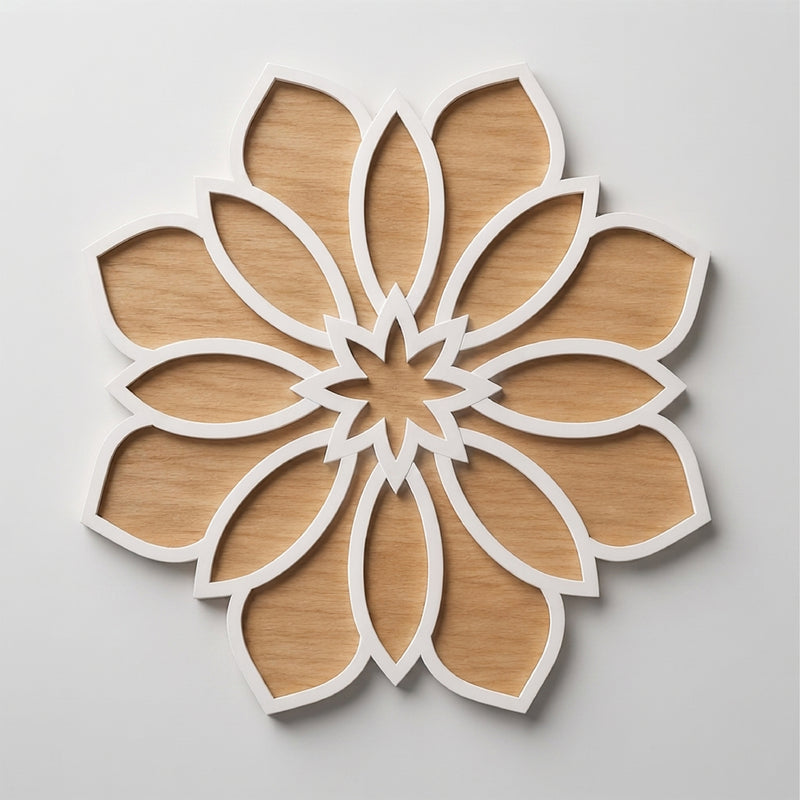 Todfod Wooden Floral Rangoli for Floor Decoration Reusable MDF Rangoli for Diwali Pooja Home Entrance Festival Decor 12 Inch