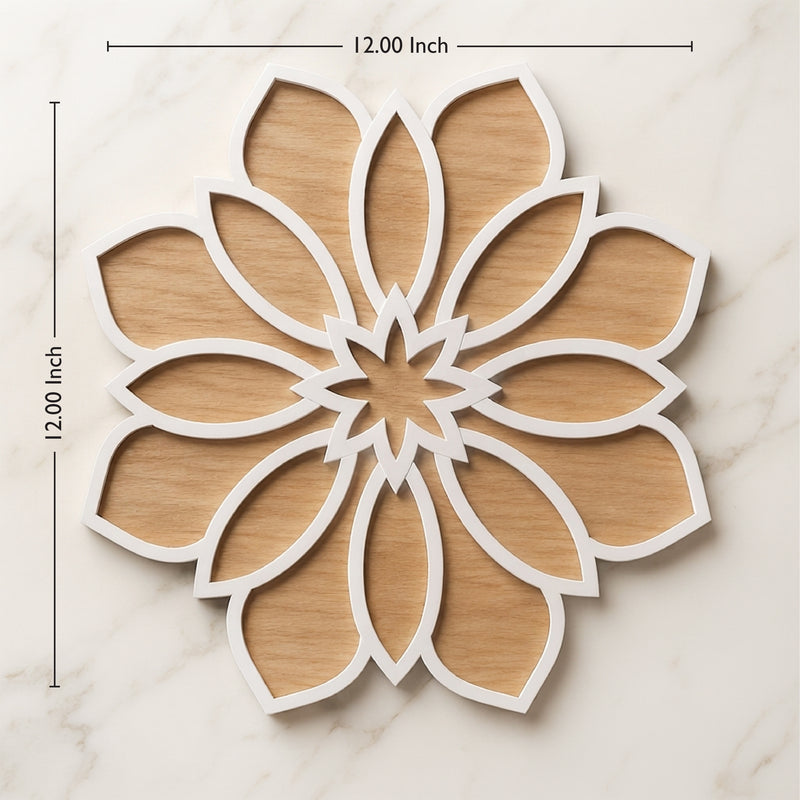 Todfod Wooden Floral Rangoli for Floor Decoration Reusable MDF Rangoli for Diwali Pooja Home Entrance Festival Decor 12 Inch