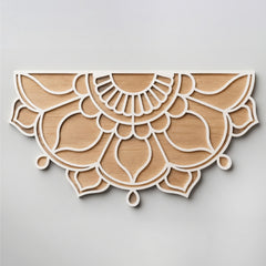 Todfod Wooden Half Circle Floral Rangoli for Floor Decoration Reusable MDF Rangoli for Diwali Pooja Home Entrance Festival Decor 12 Inch