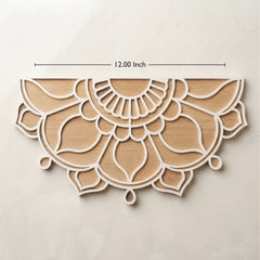 Todfod Wooden Half Circle Floral Rangoli for Floor Decoration Reusable MDF Rangoli for Diwali Pooja Home Entrance Festival Decor 12 Inch