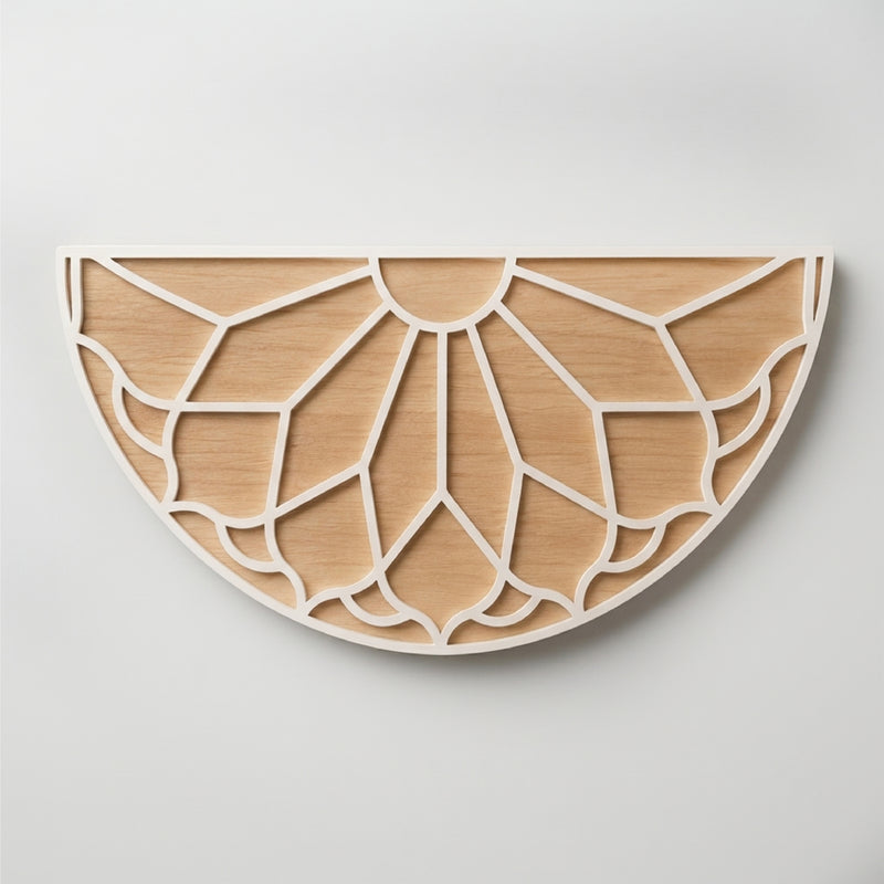 Todfod Wooden Half Circle Lotus Rangoli for Floor Decoration Reusable MDF Rangoli for Diwali Pooja Home Entrance Festival Decor 12 Inch