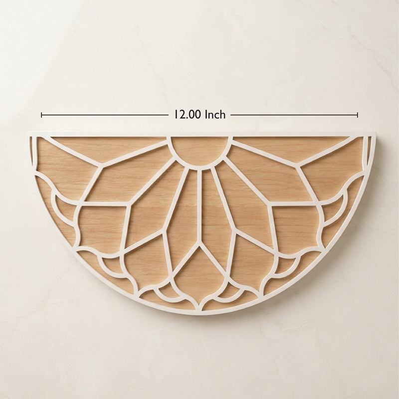 Todfod Wooden Half Circle Lotus Rangoli for Floor Decoration Reusable MDF Rangoli for Diwali Pooja Home Entrance Festival Decor 12 Inch