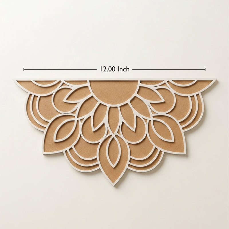 Todfod Wooden Half Circle Floral Rangoli for Floor Decoration Reusable MDF Rangoli for Diwali Pooja Home Entrance Festival Decor 12 Inch