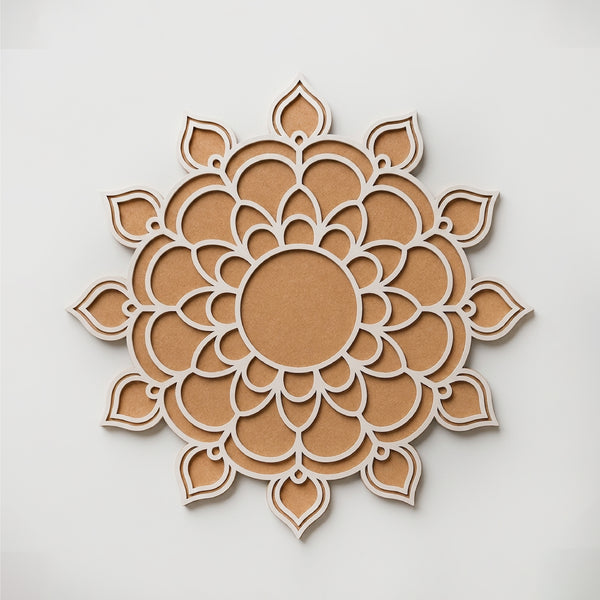 Todfod Wooden Floral Mandala Rangoli for Floor Decoration Reusable MDF Rangoli for Diwali Pooja Home Entrance Festival Decor 12 Inch
