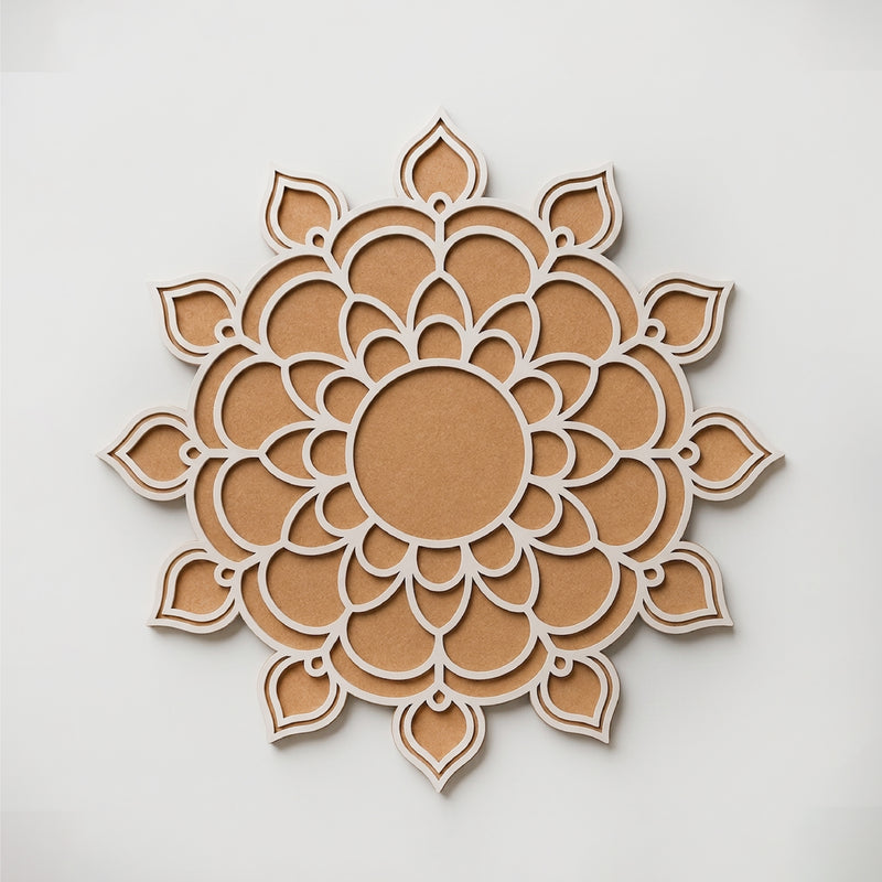 Todfod Wooden Floral Mandala Rangoli for Floor Decoration Reusable MDF Rangoli for Diwali Pooja Home Entrance Festival Decor 12 Inch