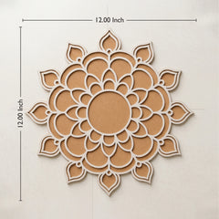 Todfod Wooden Floral Mandala Rangoli for Floor Decoration Reusable MDF Rangoli for Diwali Pooja Home Entrance Festival Decor 12 Inch
