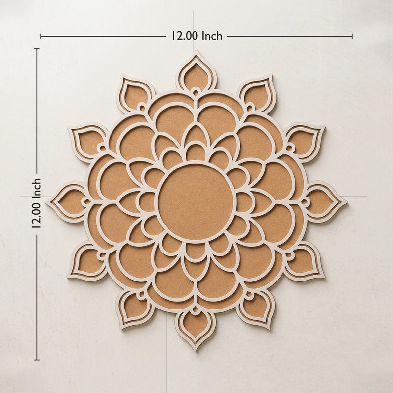 Todfod Wooden Floral Mandala Rangoli for Floor Decoration Reusable MDF Rangoli for Diwali Pooja Home Entrance Festival Decor 12 Inch