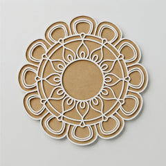 Todfod Wooden Floral Mandala Rangoli for Floor Decoration Reusable MDF Rangoli for Diwali Home Entrance Pooja Festival Decor 12 Inch