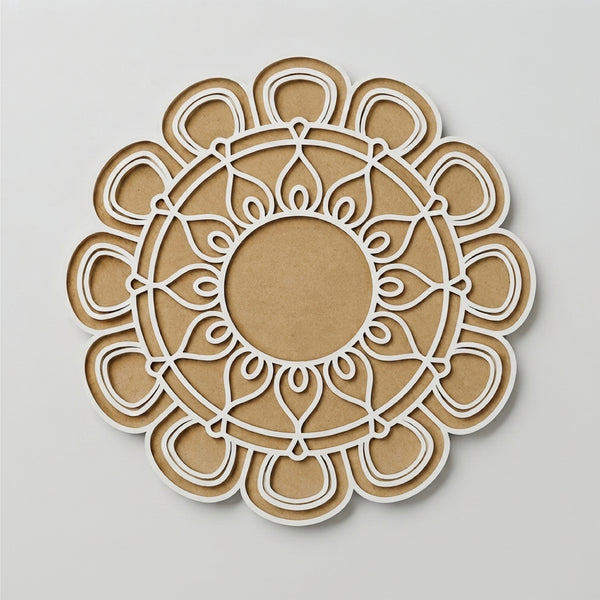Todfod Wooden Floral Mandala Rangoli for Floor Decoration Reusable MDF Rangoli for Diwali Home Entrance Pooja Festival Decor 12 Inch