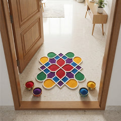 TodFod Wooden MDF Rangoli Floor Decor | 12x12 Inch Geometric Mandala Frame for Festivals & Home Decor