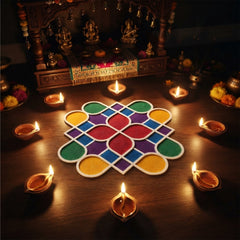 TodFod Wooden MDF Rangoli Floor Decor | 12x12 Inch Geometric Mandala Frame for Festivals & Home Decor