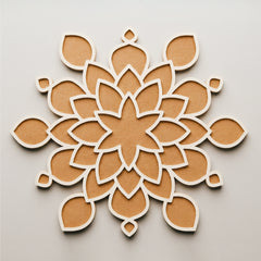 TodFod Wooden MDF Rangoli Floor Decor | 12x12 Inch Star & Floral Mandala Frame for Festivals & Home Decor