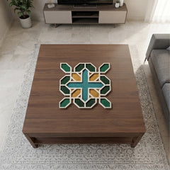 TodFod Wooden MDF Rangoli Floor Decor | 12x12 Inch Abstract Geometric Mandala Frame for Festivals & Home Decor