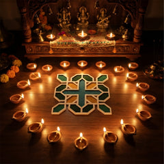 TodFod Wooden MDF Rangoli Floor Decor | 12x12 Inch Abstract Geometric Mandala Frame for Festivals & Home Decor